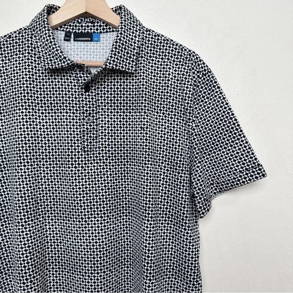 J. Lindeberg Mens Xlarge Tour Tech Slim Fit Geometric Print Polo Shirt - Picture 4 of 11